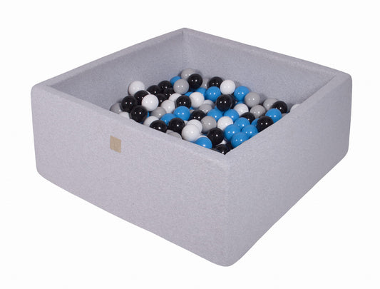 Square Ball Pit With 400 Balls, 110x110x40cm, Light Grey, Cotton