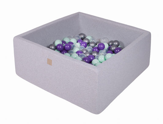 Square Ball Pit With 400 Balls, 110x110x40cm, Light Grey, Cotton