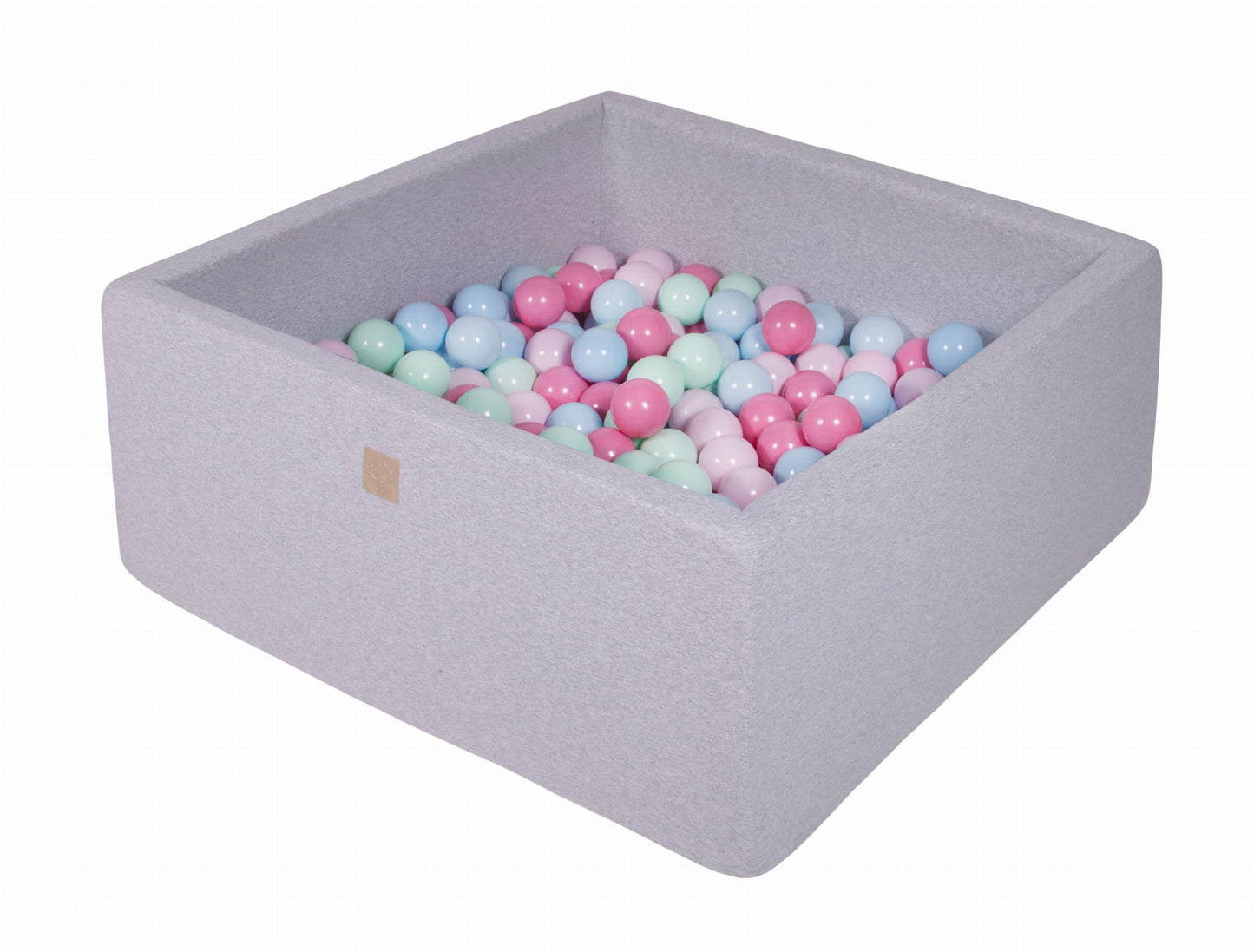 Square Ball Pit With 400 Balls, 110x110x40cm, Light Grey, Cotton