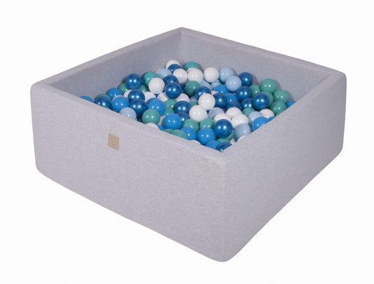 Square Ball Pit With 400 Balls, 110x110x40cm, Light Grey, Cotton