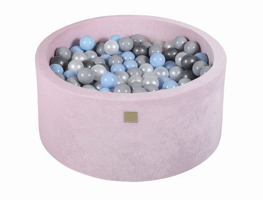 Round Ball Pit With 300 Balls, 90x40cm, Light Pink, Velvet