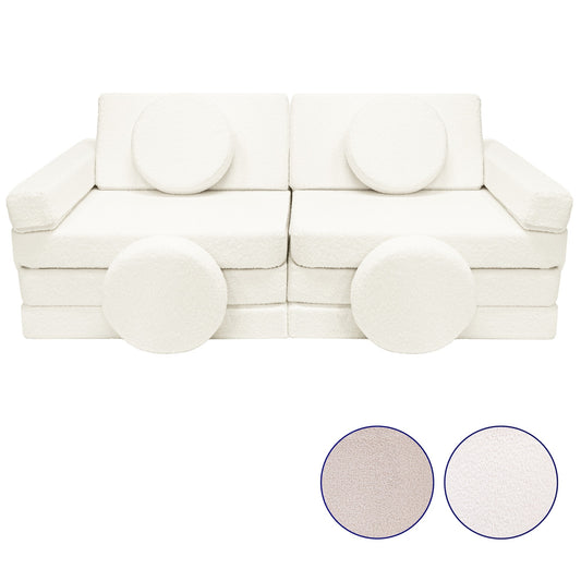 Bouclé Modular Kids Sofa, Foam Blocks with Steering Wheel