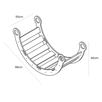 Small Dream Rocker White Wood With Grey Pillow size guide