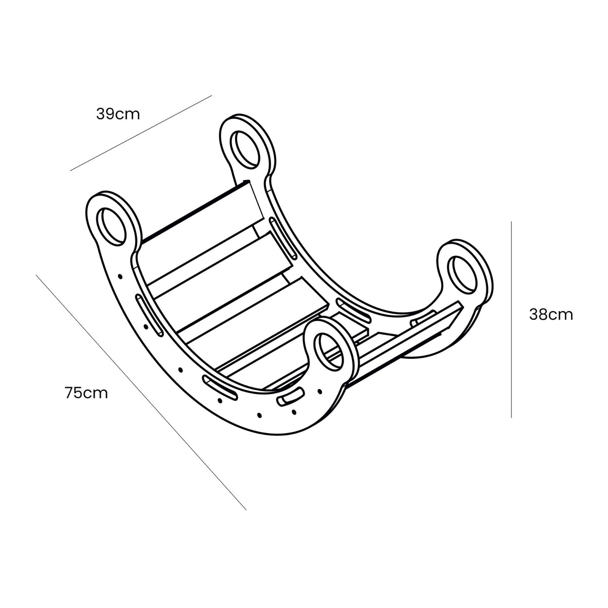 Small Dream Rocker White Wood & Ladder With Grey Pillow size guide