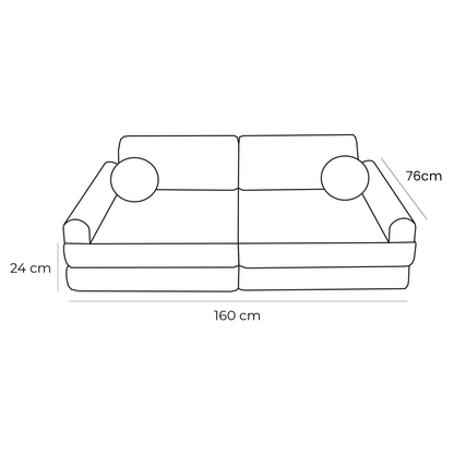 Aesthetic Premium Corduroy Kids' Sofa Ecru size guide