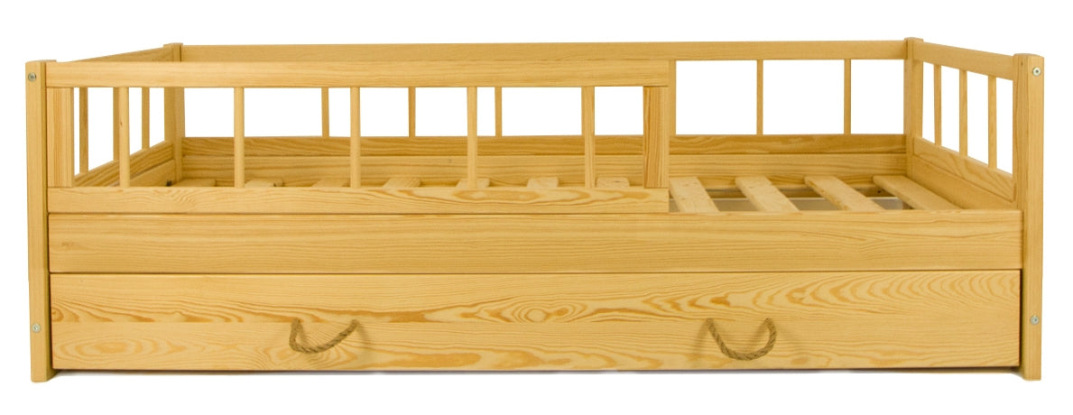 Velinda Universal Kids Bed - High-Quality Pine - Safety Barriers - 160x80cm - Storage Drawer