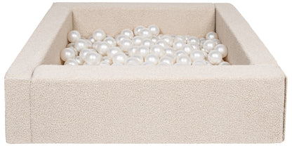 Square Bouclé Ball Pit with 200 Balls, 5 Elements