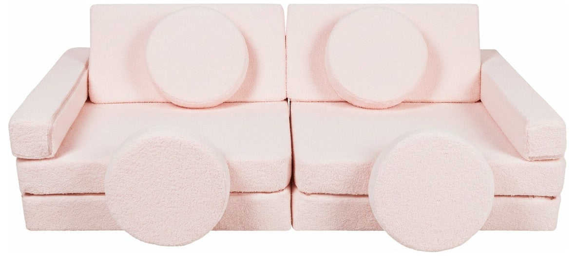 Bouclé Modular Kids Sofa, Foam Blocks