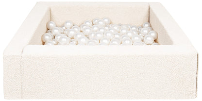 Square Bouclé Ball Pit with 200 Balls, 5 Elements