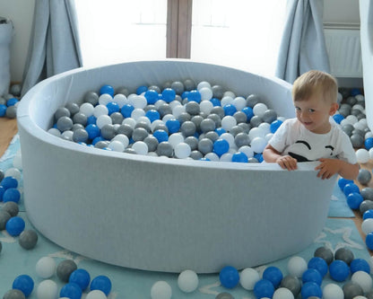 Velinda Large Round Grey Ball Pit with 1200 Balls - Soft Play, 120cm Kids Toy