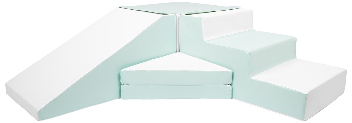 SLIDE Foam Block Set - Soft Play Step and Slide - Colorful, Safe & Versatile Playtime Fun - White, mint