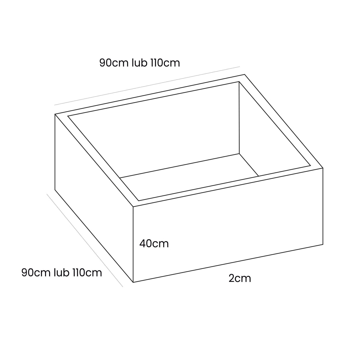 Square Ball Pit With 200 Balls, 90x90x40cm, White, Boucle size guide