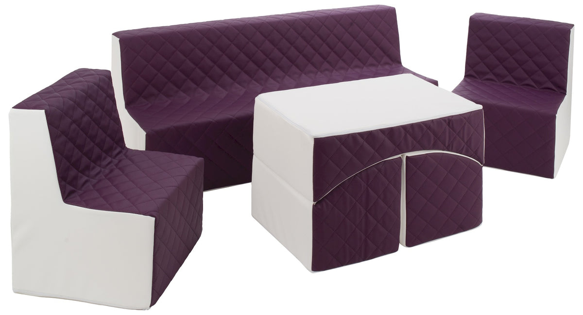 Kids Furniture Set: 2xarmchair + Sofa + Lounger, Eco Leather Quilted