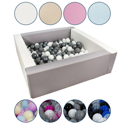Square Eco-Leather Ball Pit with 200 Balls, 5 Elements