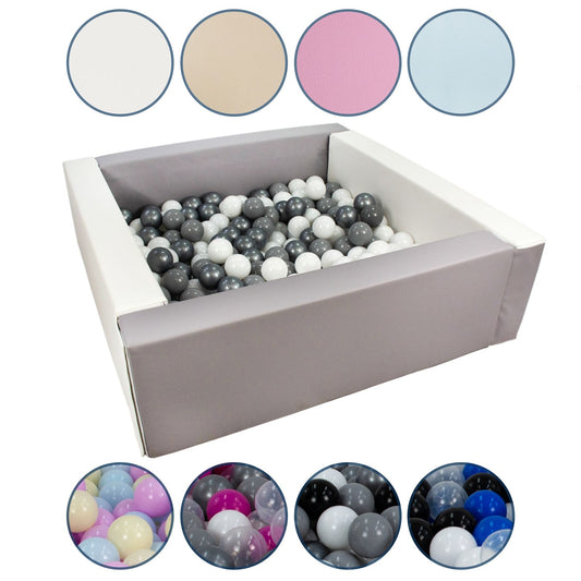 Square Eco-Leather Ball Pit with 200 Balls, 5 Elements