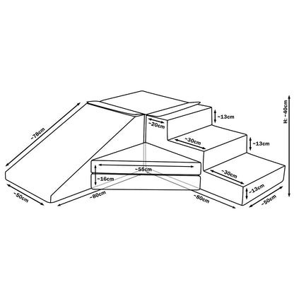 Velinda Foam Slide Set - 4-Piece, Soft, Durable, High-Elasticity Foam, 40cm Height, Ideal for Nurseries & Playrooms
