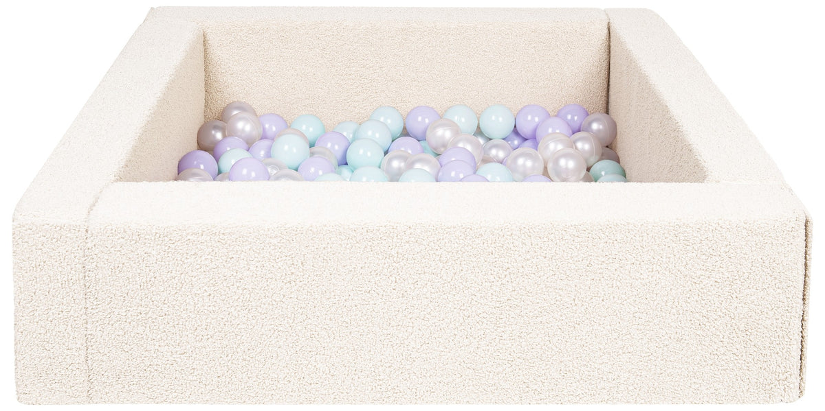 Square Bouclé Ball Pit with 200 Balls, 5 Elements