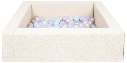 Square Bouclé Ball Pit with 200 Balls, 5 Elements