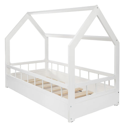 Velinda Scandinavian Kids Bed - Pine Wood, 120cm Height - Play & Sleep - Fits 80x160cm Mattress