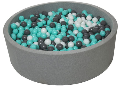 Velinda Large Round Grey Ball Pit with 1200 Balls - Soft Play - 120cm Kids Toy