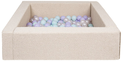Square Bouclé Ball Pit with 200 Balls, 5 Elements