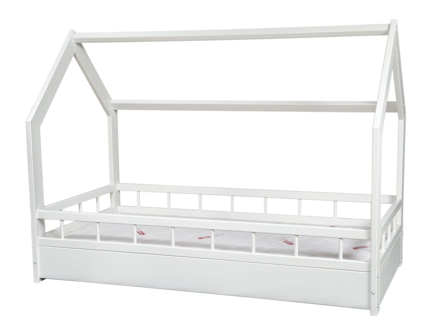 Velinda Kids Bed & Mattress - Pine Wood - Safe Design - 120cm Height