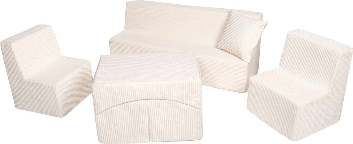Soft Foam Furniture Set: 2xChair+Sofa+Lounger for Kids, Children,Comfy, Relax,Play, Corduroy Fabric