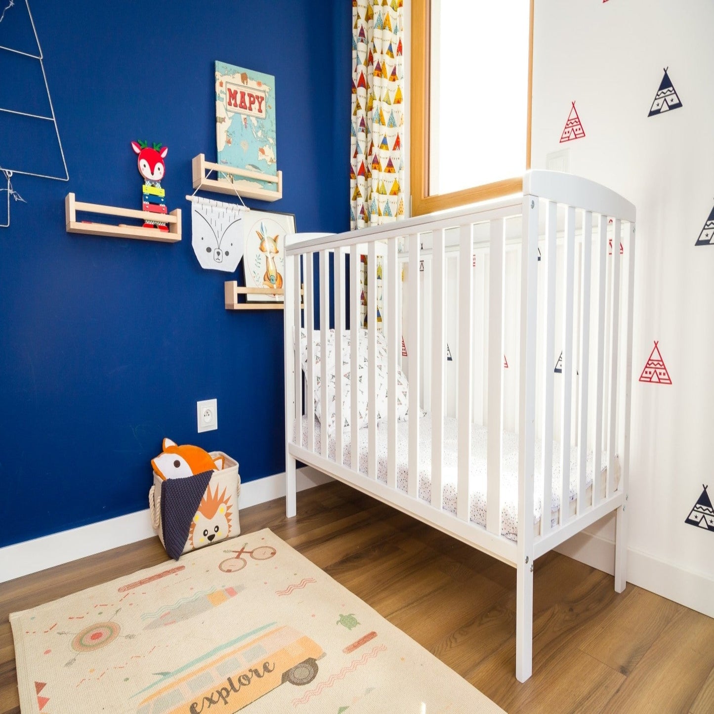 Velinda Monkey Cot Bed - Pine Wood, Adjustable, 124x90cm