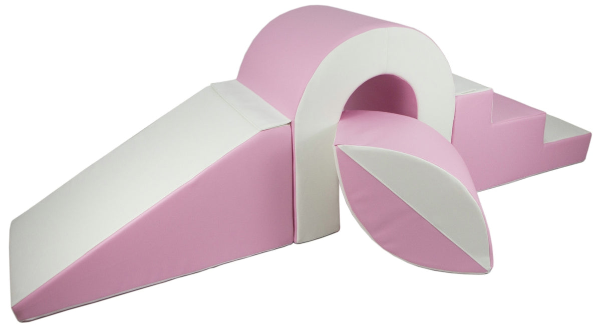 The Bridge Climbing Set - Soft Play, Indoor/Outdoor Fun, Kids Toy - White, pink (pastel)
