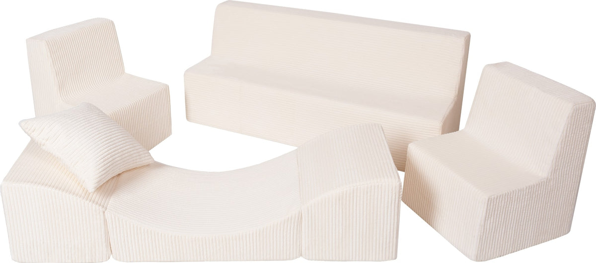 Soft Foam Furniture Set: 2xChair+Sofa+Lounger for Kids, Children,Comfy, Relax,Play, Corduroy Fabric