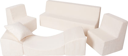 Soft Foam Furniture Set: 2xChair+Sofa+Lounger for Kids, Children,Comfy, Relax,Play, Corduroy Fabric