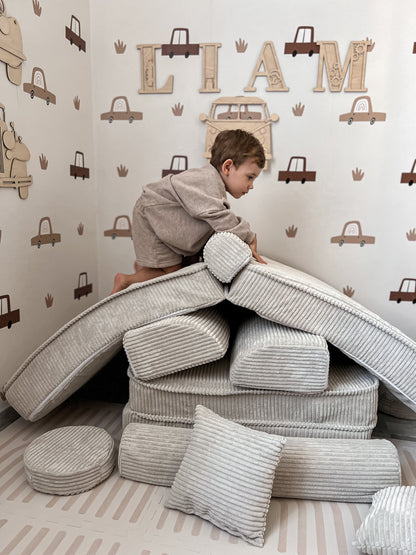 Corduroy Kids' Sofa Ecru in a family living room