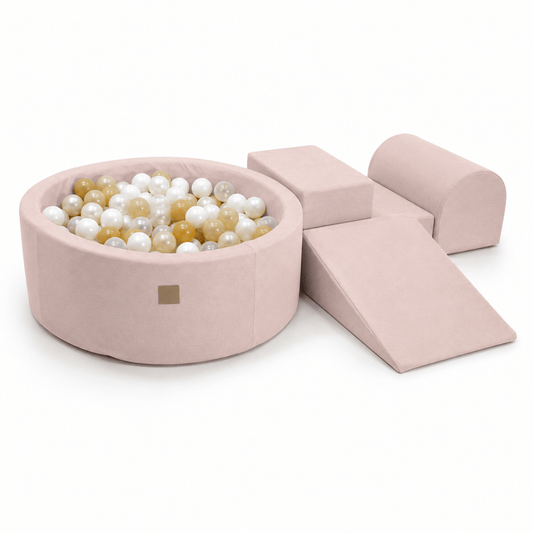 Outzy Foam 3 Elements Playset with Ball Pit 90x30cm, without Balls, Rosy Dune Pink