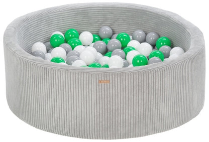 Velinda Soft Play Ball Pit with 200 Balls - Corduroy Fabric - 90cm - Kids Play Toy