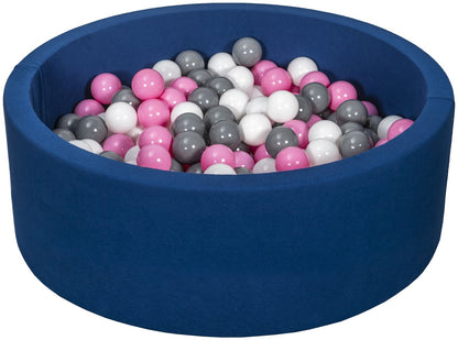 Velinda Soft Jersey Ball Pit with 200 Balls - Navy Blue, Baby & Kids Play Gift, 90cm