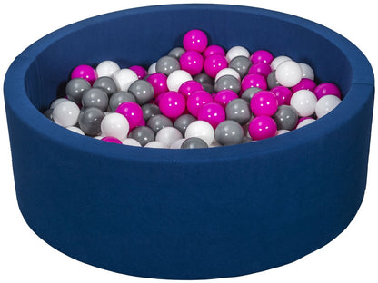 Velinda Soft Jersey Ball Pit with 200 Balls - Navy Blue, Baby & Kids Play Gift, 90cm