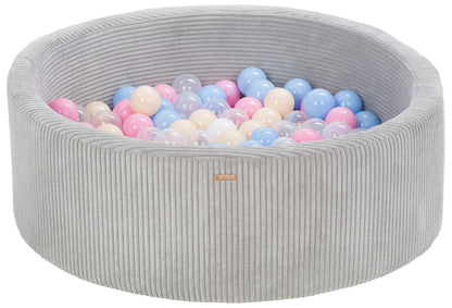 Velinda Soft Play Ball Pit with 200 Balls - Corduroy Fabric - 90cm - Kids Play Toy