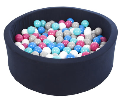 Velinda Soft Jersey Ball Pit with 200 Balls - Navy Blue, Baby & Kids Play Gift, 90cm