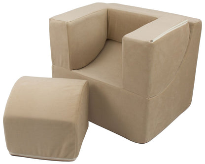 Velinda Small Fold-Out Kids Chair - Soft Armchair, Chaise Longue, Relax Pouffe