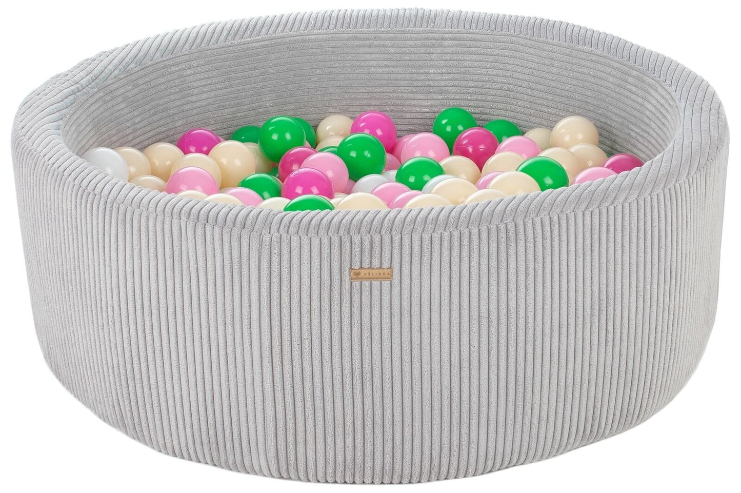 Velinda Soft Play Ball Pit with 200 Balls - Corduroy Fabric - 90cm - Kids Play Toy