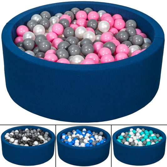 Velinda Soft Jersey Ball Pit with 450 Balls - Navy Blue, Baby & Kids Play Gift, 90cm