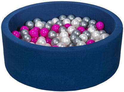 Velinda Soft Jersey Ball Pit with 300 Balls - Navy Blue, Baby & Kids Play Gift, 80cm