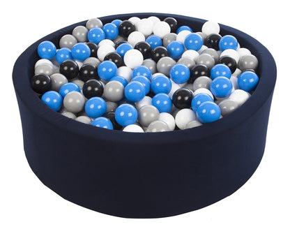 Velinda Soft Jersey Ball Pit with 450 Balls - Navy Blue - Baby & Kids Play Gift - 90cm