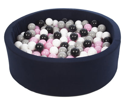 Velinda Soft Jersey Ball Pit with 200 Balls - Navy Blue, Baby & Kids Play Gift, 90cm