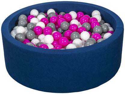 Velinda Soft Jersey Ball Pit with 450 Balls - Navy Blue - Baby & Kids Play Gift - 90cm