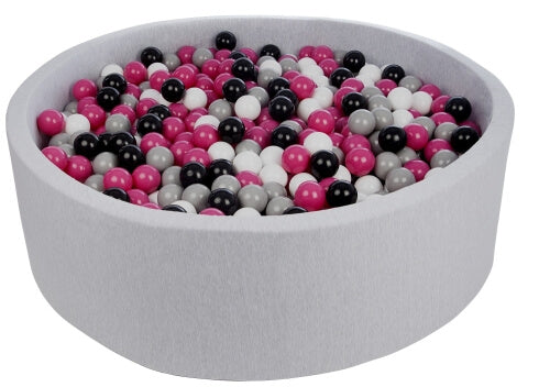 Velinda Large Round Grey Ball Pit with 1200 Balls - Soft Play, 120cm Kids Toy