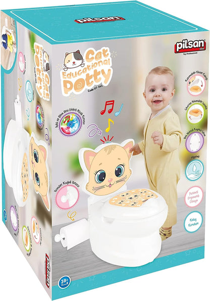 Potty Training Toilet for Boys and Girls with Lid Toilet Paper Holder and Flush Sound – Perfect for Toddler Potty Training