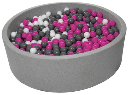 Velinda Large Round Grey Ball Pit with 1200 Balls - Soft Play, 120cm Kids Toy